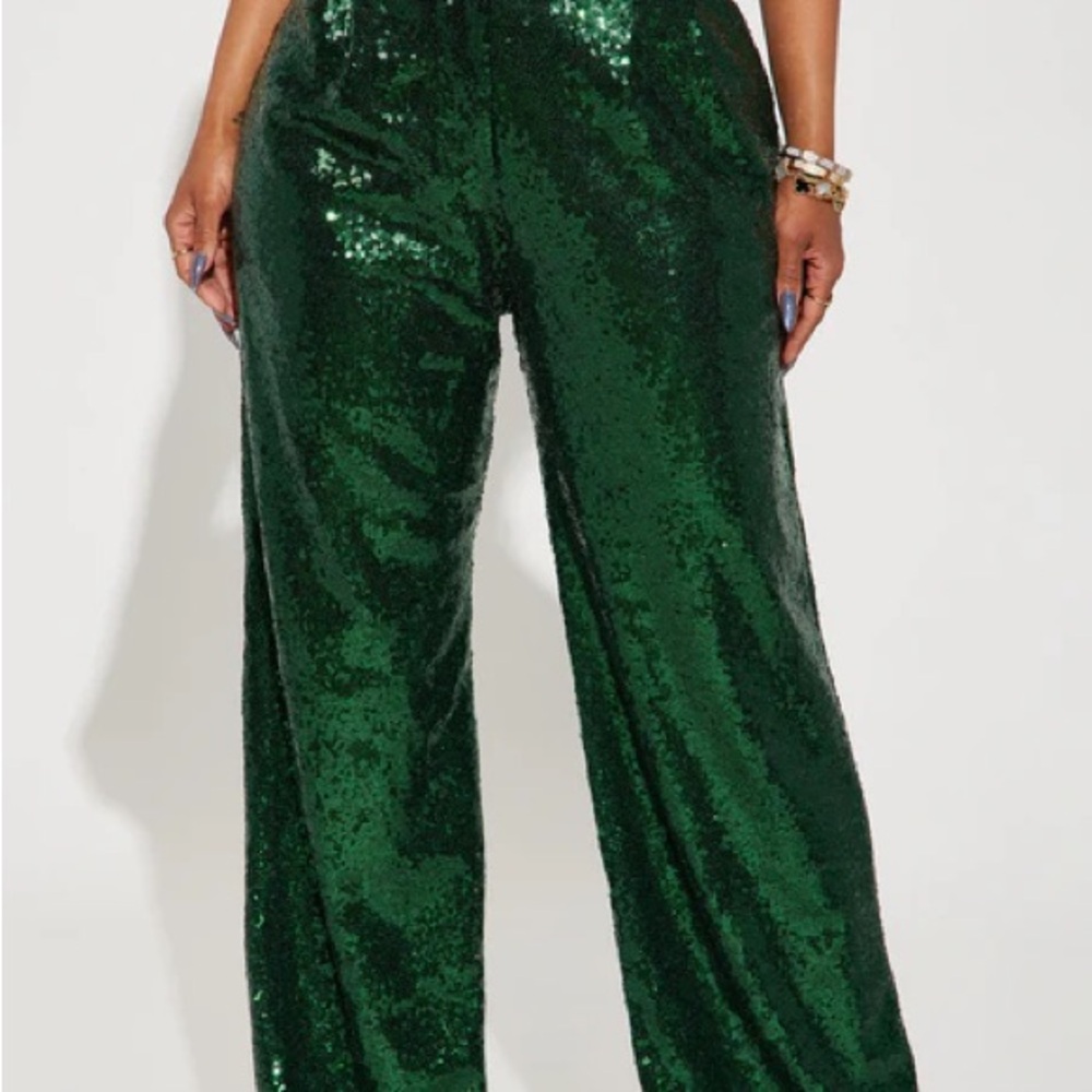 Green Sequin Women's Pants